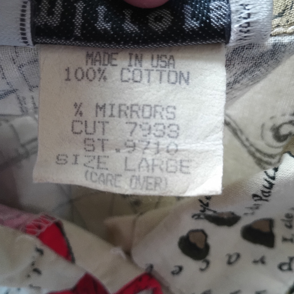 VTG 80s 90s Mirror Travel France Print made in USA Large 3 quarter button down - Picture 16 of 16